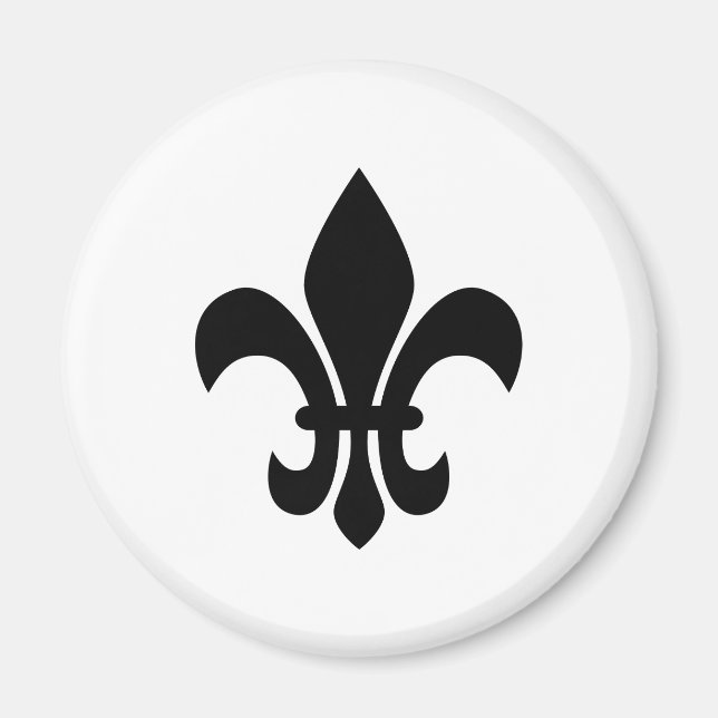 Imã Preto e Branco Fleur de Lis (Frente)