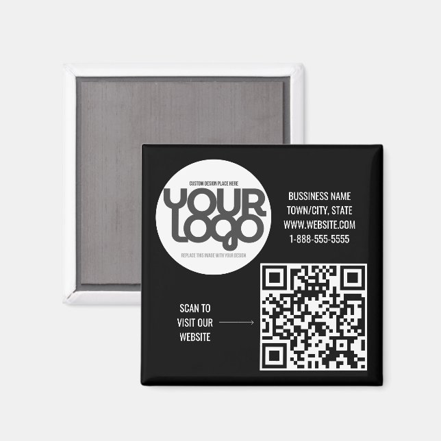 Imã Preto Moderno Personalizável (Front/Back)