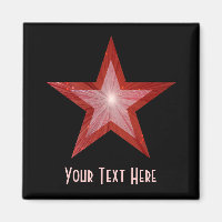 Preto-quadrado ímã 'Seu Texto' do Red Star