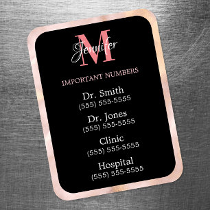 Ímã Preto Rosa e Branco Números Importantes Monogramad