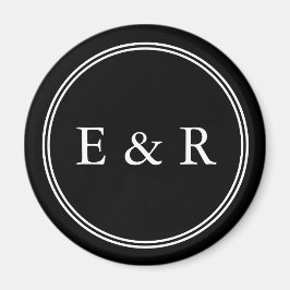 Imã Preto Sólido com Detalhe de Casamento Branco