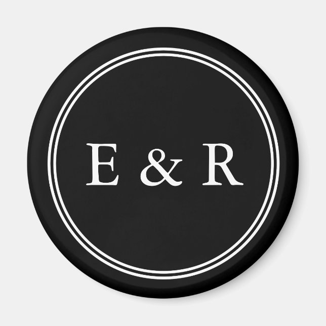 Imã Preto Sólido com Detalhe de Casamento Branco (Frente)