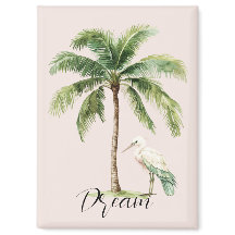 Pretty Peach Tropical Palm Tree Bird