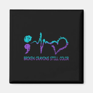 Imã Prevenção ao Suicídio Mental Broken Crayons Still