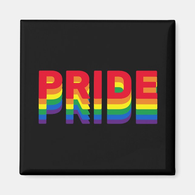 Imã Pride lgbt lgbtq gay arco-íris preto (Frente)