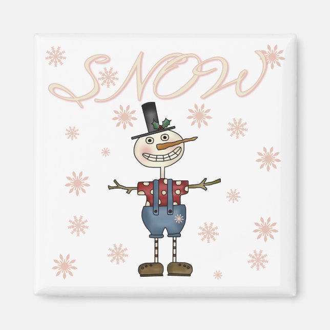 Imã Prim Snowman Camisetas e presentes (Frente)