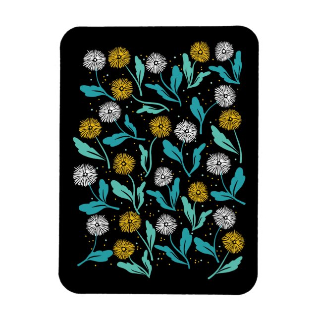 Ímã Primavera Dandelion Flores e Folhas Design (Vertical)