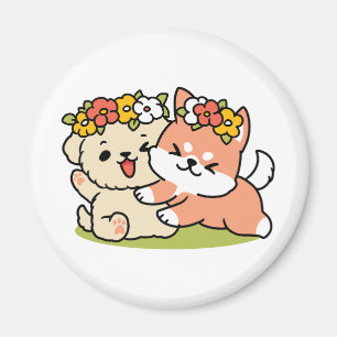 Imã Primavera dentro da cutena - Ilustração Adorável d