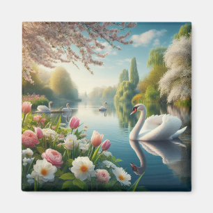 Imã Primavera do lago de swan floral