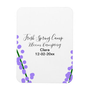 Ímã Primavera fresca camping lavanda flores nome data 