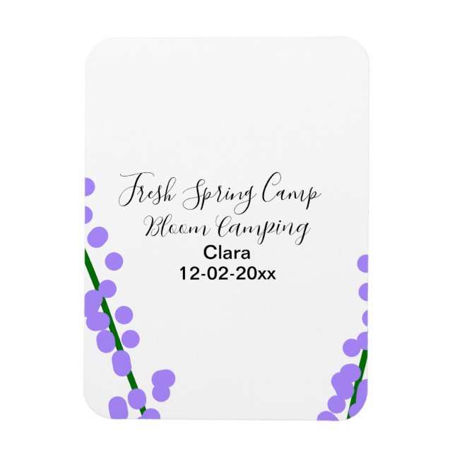 Ímã Primavera fresca camping lavanda flores nome data  (Vertical)