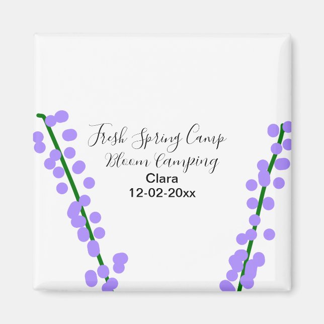 Imã Primavera fresca de camping lavanda flores nome da (Frente)