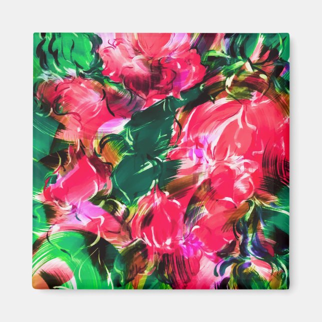 Imã Primavera Garden Blush Rosa Rosa Rosa Flores Bloqu (Frente)