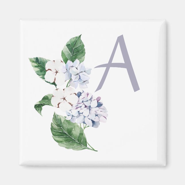 Imã Primavera HYRDANGEA com letra personalizável (Frente)