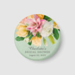 Imã Primavera Meadow Floral Chá de panela Magnet<br><div class="desc">Belo design de chá de panela floral com um buquê lindo de pessegueiros,  cor-de-rosa,  amarelas e brancas,  sobre fundo verde. Sacudir nosso design para ver uma floral coordenada de volta para um toque especial extra.</div>