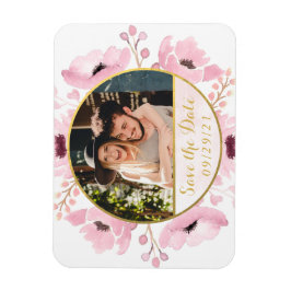 Ímã Primavera Pinks Watercolor Floral Salve A Data