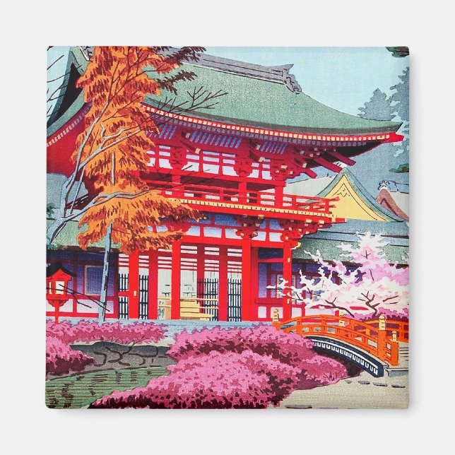 Imã Primavera templo vermelho japonês Asano Takeji (Frente)