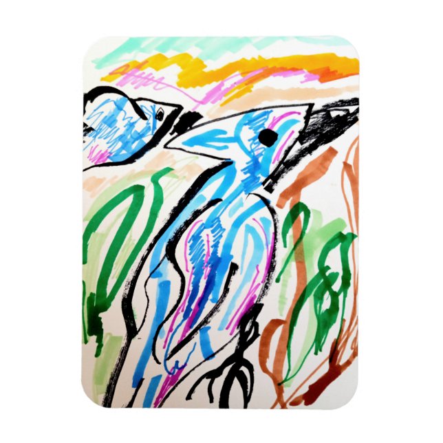 Ímã Primavera voadora de jays azuis (Vertical)