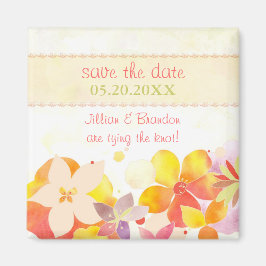 Imã Primavera Watercolor Flowers Casamento Salva a Dat