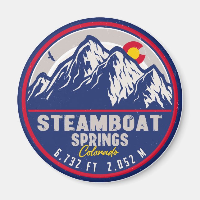 Imã Primaveras Steamboat Colorado Retro Sunset Souveni (Frente)