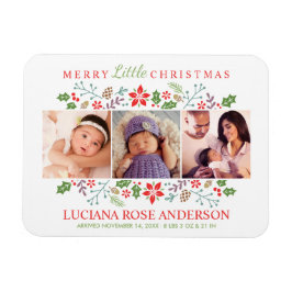 Ímã Primeira Colagem Fotográfica do Bebê de Natal feli