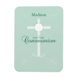Ímã Primeira Comunhão Sagrada, Script em Verde Suave