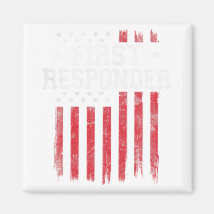 Imã Primeira Resposta Orgulhosa Bandeira Americana Usa