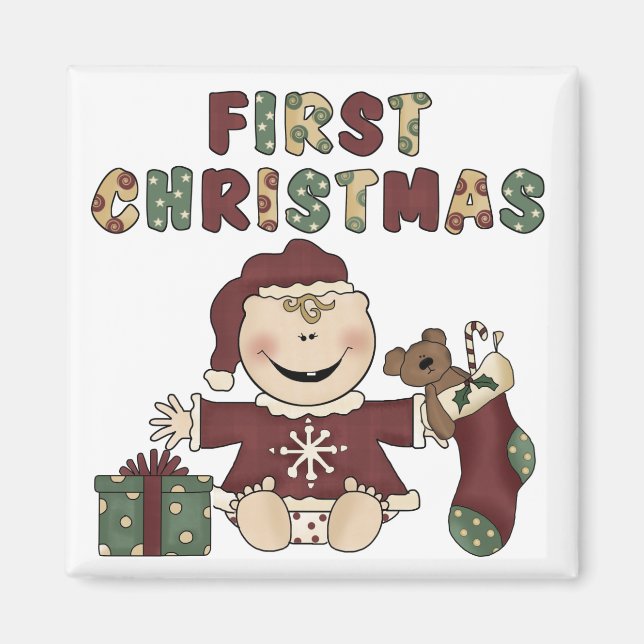 Imã Primeiras Camisetas e presentes de Natal (Frente)