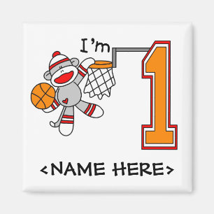 Imã Primeiro aniversario de Hoops do Macaco Sock