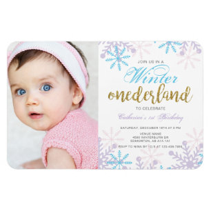 Ímã Primeiro aniversario de Winter Onederland com neve