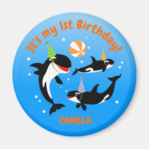 Imã primeiro aniversario debaixo do mar, orca-baleia