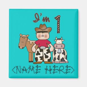 Imã Primeiro aniversário do Cowboy - Personalizado -