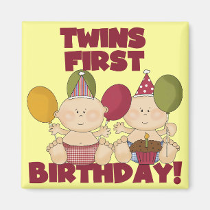 Imã Primeiro aniversario dos gêmeos - t-shirt e