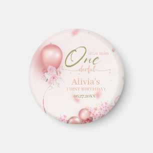 Imã Primeiro aniversario Floral Rosa Magnífico
