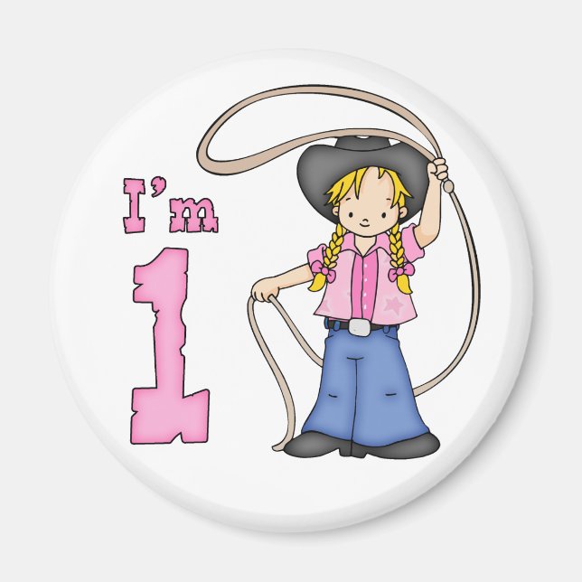 Imã Primeiro aniversario Roper Cowgirl (Frente)