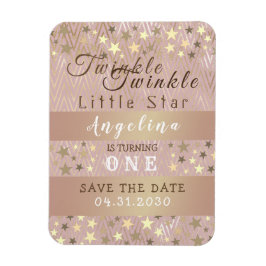 Ímã primeiro aniversario Salve as Estrelas Rosa de Dat