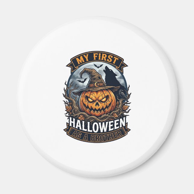 Imã Primeiro Halloween como Irmão Pumpkin Wolf Moon_1 (Frente)