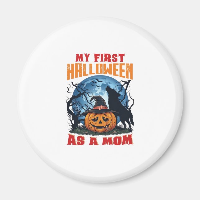 Imã Primeiro Halloween Como Mãe Abóbora Lobo Lua_1 (Frente)