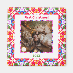 Imã Primeiro Natal com Foto Personalizada Recém-Casado