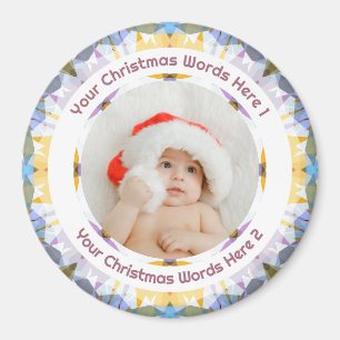 Imã Primeiro Natal do Bebê Roxo Amarelo Foto da Famíli