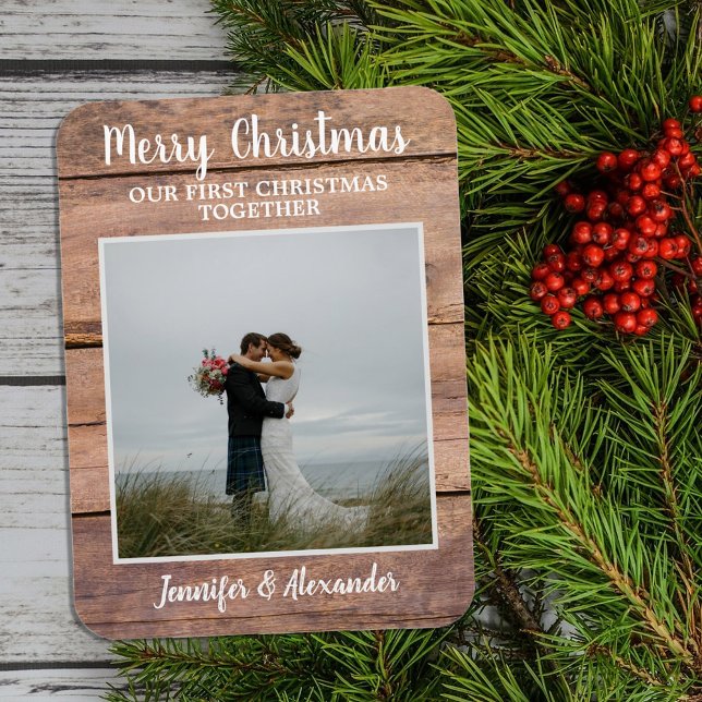 Ímã Primeiro Natal juntos Foto de Natal (Create your own First Christmas together Merrry Christmas photo Magnet)