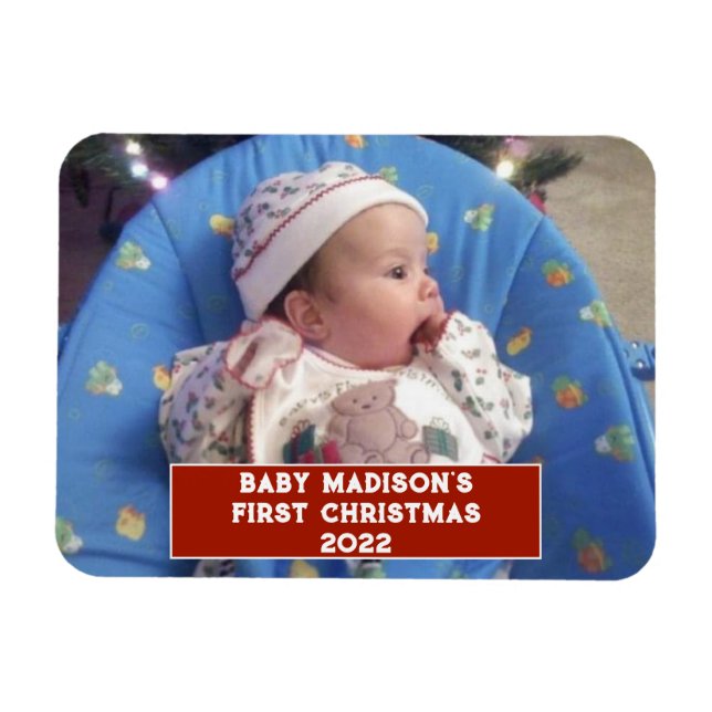 Ímã Primeiro Natal Personalizado do Bebê (Horizontal)