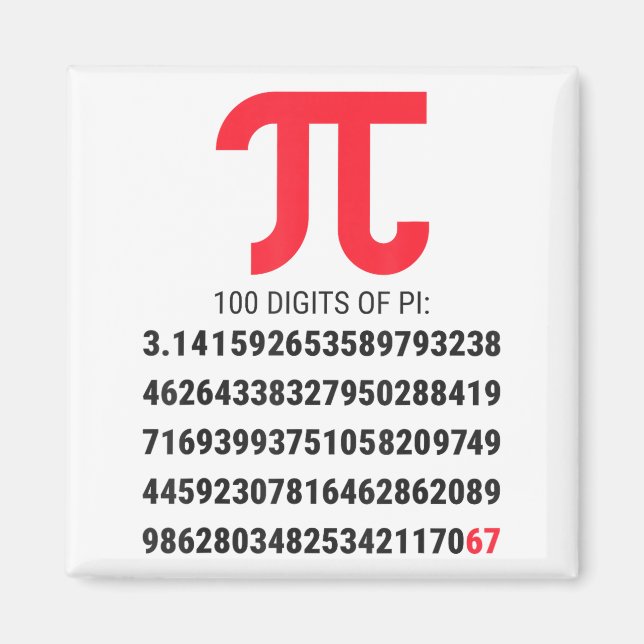 Imã Primeiros 100 Dígitos De Pi 67 Nerds Geeks Profess (Frente)