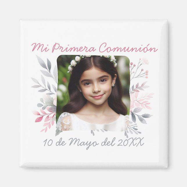 Imã Primera Comunitat con Foto y Flores Espanhol (Frente)