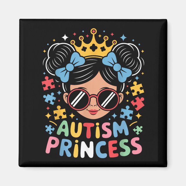 Imã Princesa Afro Meninas Arco Filha Conscientização A (Frente)