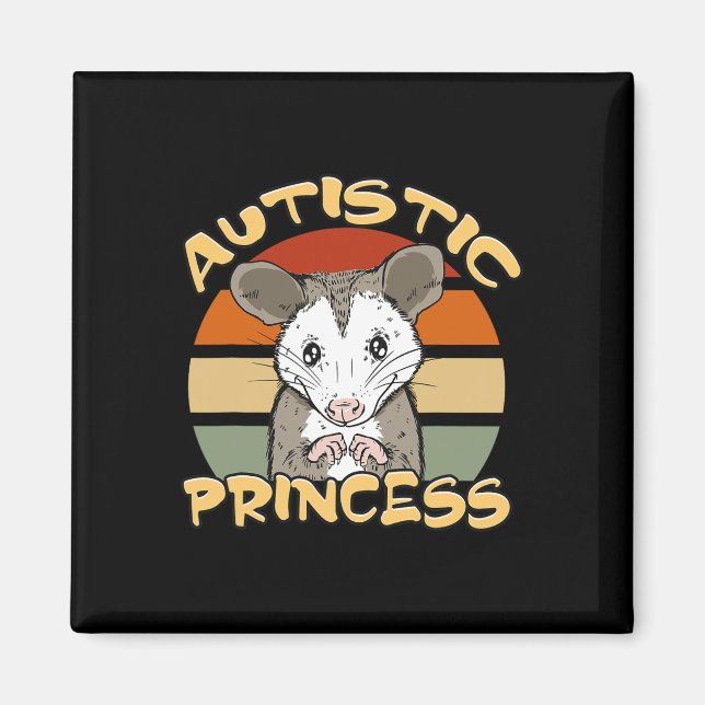Imã Princesa Autista Gambá Fofo Conscientização do Aut (Frente)
