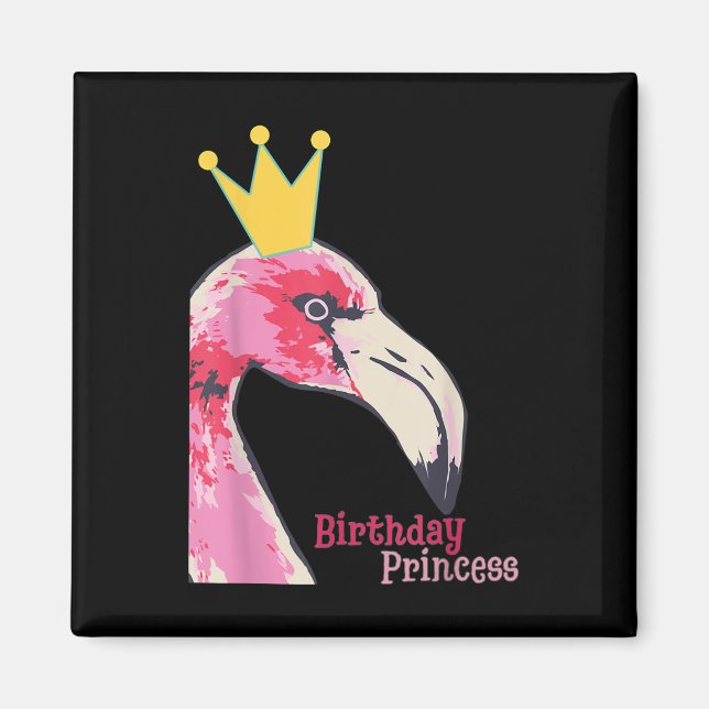 Imã Princesa de aniversário Flamingo | Flamingo-Cute (Frente)