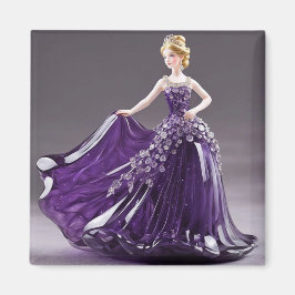 Imã Princesa de cristal com vestido roxo