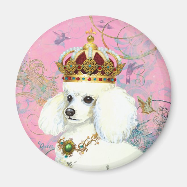 Imã Princesa de Poodle Branca com Aves Marinhas (Frente)