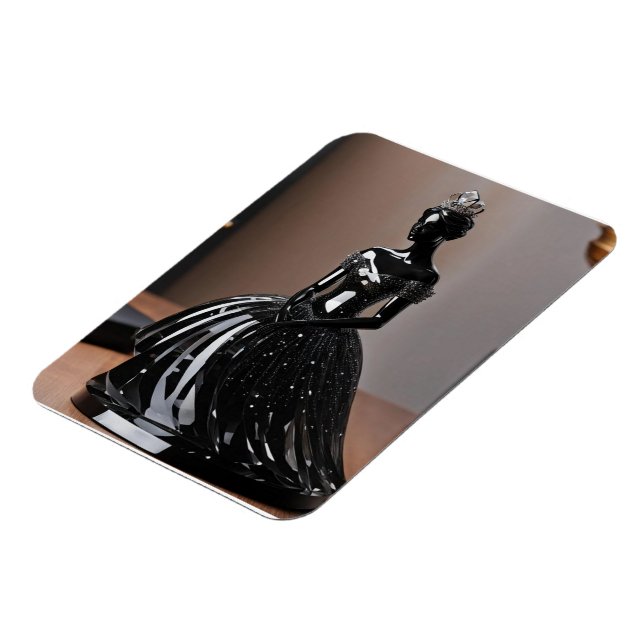 Ímã Princesa de vidro cristal com vestido preto (Left Side)